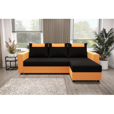 Ecksofa mit Armlehnen SANVI – Orange/Schwarz