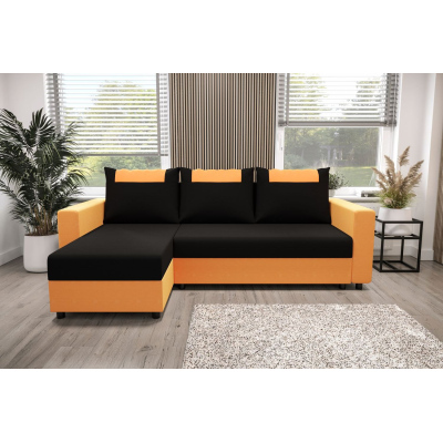 Ecksofa mit Armlehnen SANVI – Orange/Schwarz