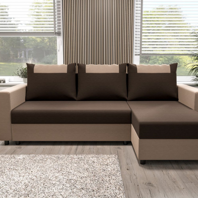 Ecksofa mit Armlehnen SANVI – Braun/Dunkelbraun