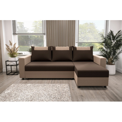 Ecksofa mit Armlehnen SANVI – Braun/Dunkelbraun