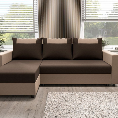 Ecksofa mit Armlehnen SANVI – Braun/Dunkelbraun