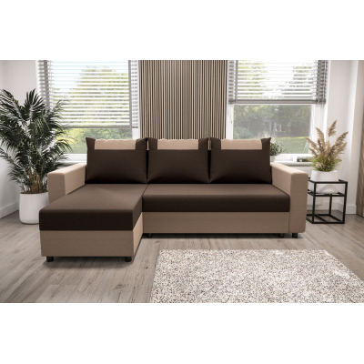 Ecksofa mit Armlehnen SANVI – Braun/Dunkelbraun