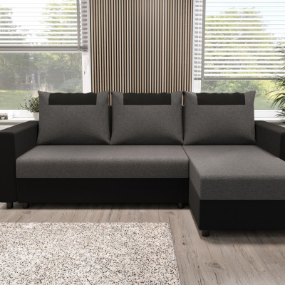 Ecksofa mit Armlehnen SANVI – Schwarz/Grau