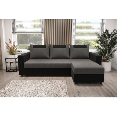 Ecksofa mit Armlehnen SANVI – Schwarz/Grau