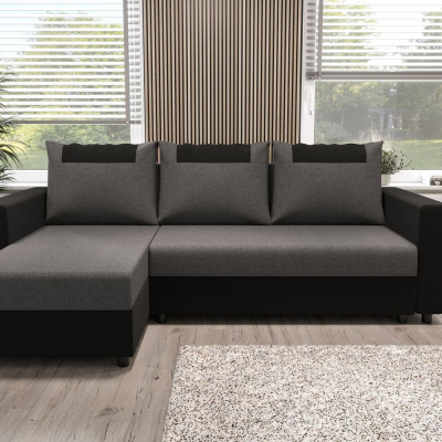 Ecksofa mit Armlehnen SANVI – Schwarz/Grau