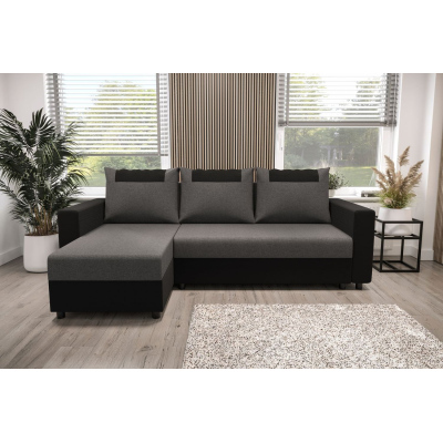 Ecksofa mit Armlehnen SANVI – Schwarz/Grau