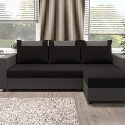 Ecksofa mit Armlehnen SANVI – Grau/Schwarz