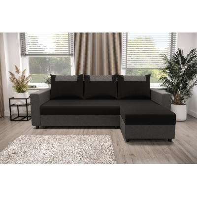 Ecksofa mit Armlehnen SANVI – Grau/Schwarz