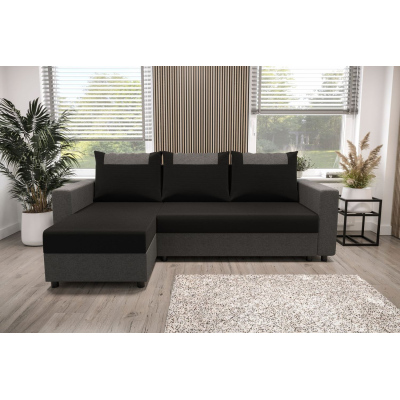 Ecksofa mit Armlehnen SANVI – Grau/Schwarz