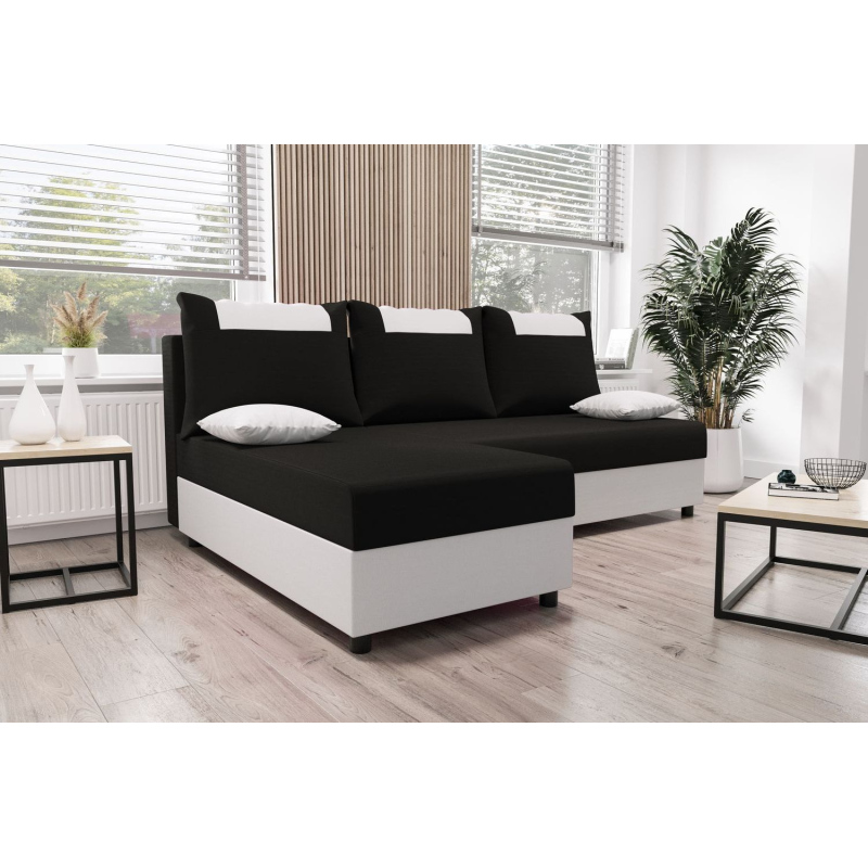 Ecksofa SANVI – Schwarz/Weiß