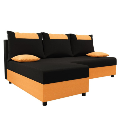 Ecksofa SANVI – Schwarz/Orange