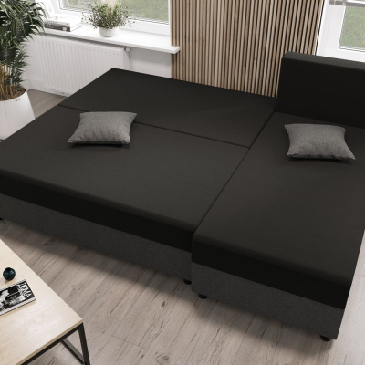 Ecksofa SANVI – Schwarz/Orange