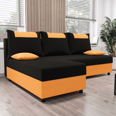 Ecksofa SANVI – Schwarz/Orange