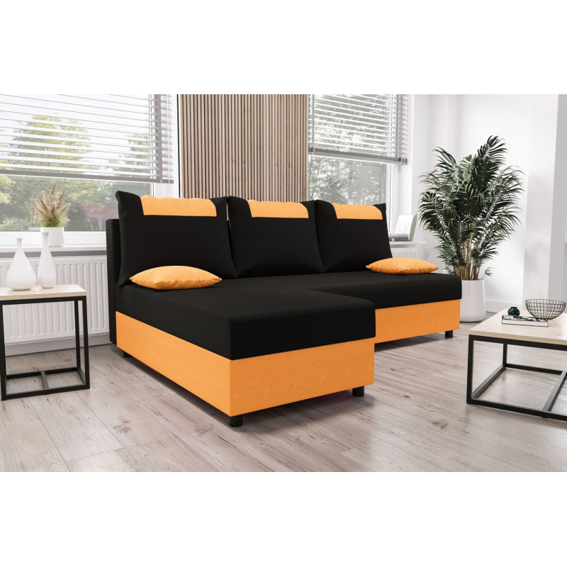 Ecksofa SANVI – Schwarz/Orange