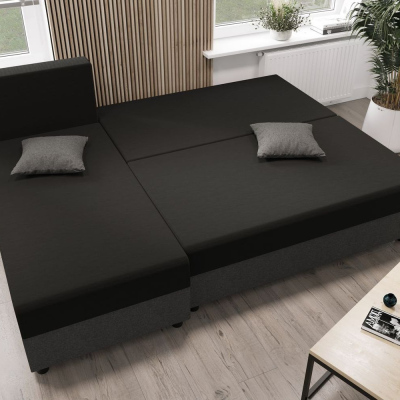 Ecksofa SANVI – Schwarz/Orange