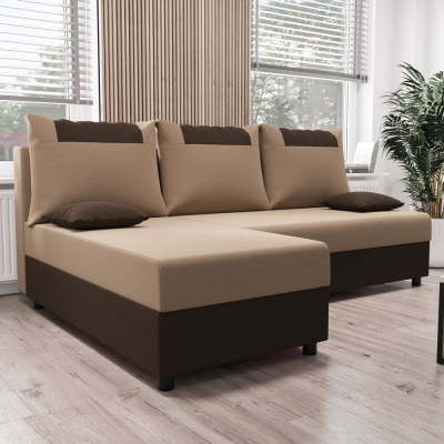 Ecksofa SANVI – Dunkelbraun/Braun