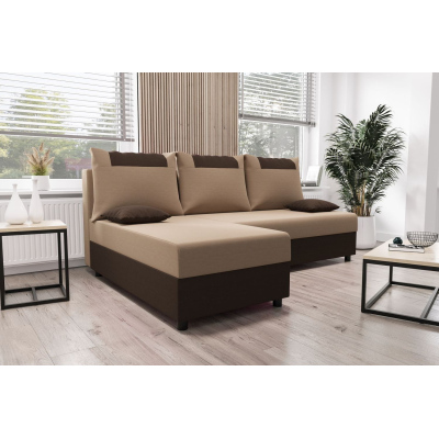 Ecksofa SANVI – Dunkelbraun/Braun