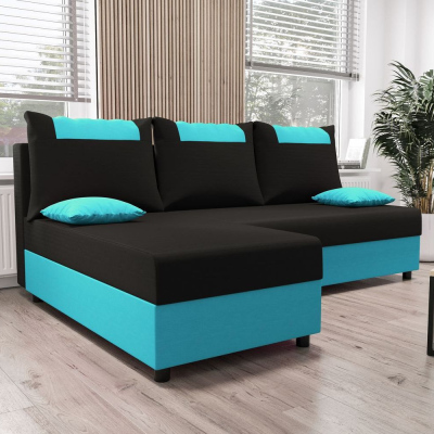 Ecksofa SANVI – Schwarz/Blau