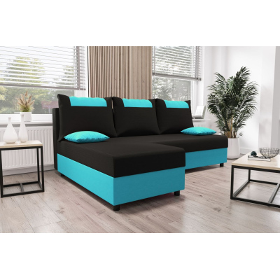 Ecksofa SANVI – Schwarz/Blau