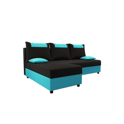 Ecksofa SANVI – Schwarz/Blau