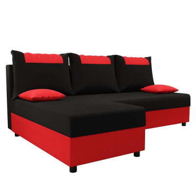 Ecksofa SANVI – Schwarz/Rot