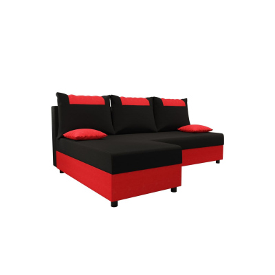 Ecksofa SANVI – Schwarz/Rot