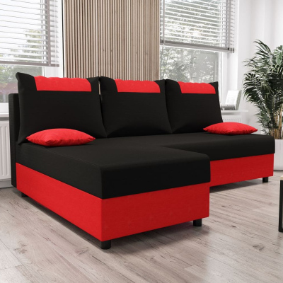 Ecksofa SANVI – Schwarz/Rot