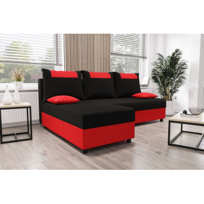 Ecksofa SANVI – Schwarz/Rot