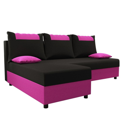 Ecksofa SANVI – Schwarz/Rosa