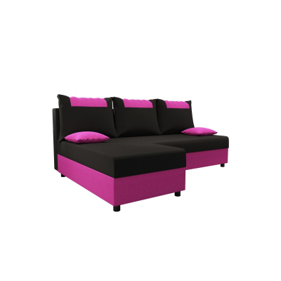 Ecksofa SANVI – Schwarz/Rosa