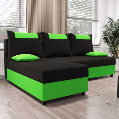 Ecksofa SANVI – Schwarz/Grün