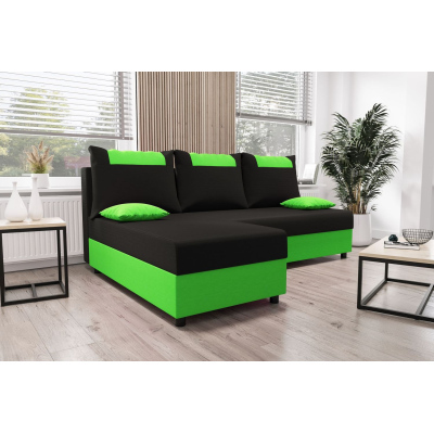 Ecksofa SANVI – Schwarz/Grün