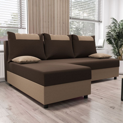 Ecksofa SANVI – Braun/Dunkelbraun