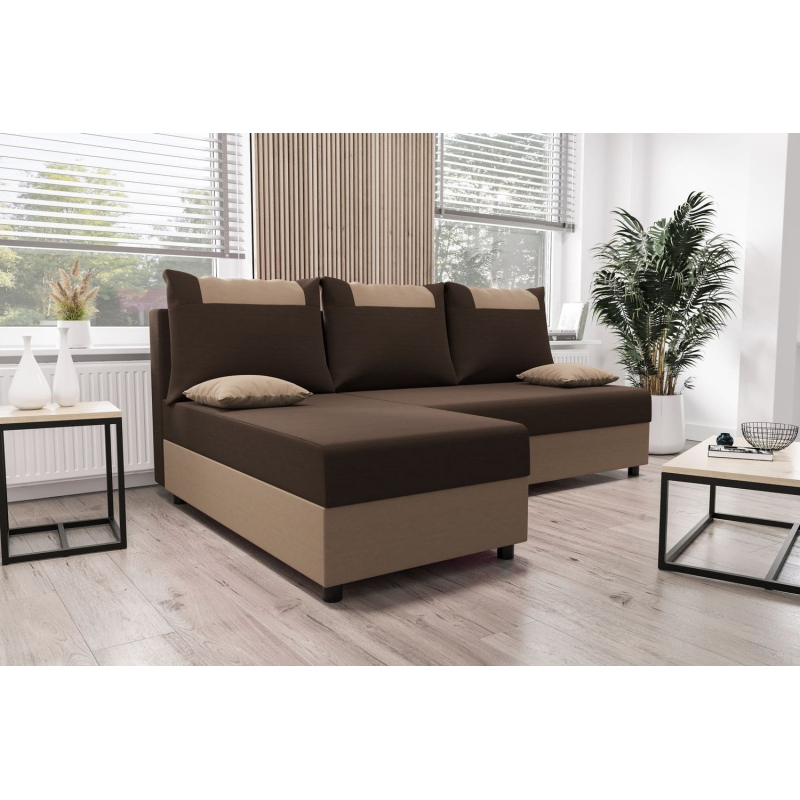 Ecksofa SANVI – Braun/Dunkelbraun