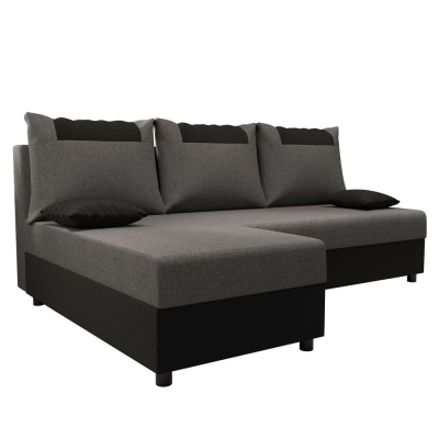 Ecksofa SANVI – Grau/Schwarz