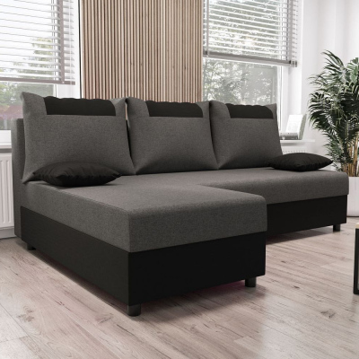 Ecksofa SANVI – Grau/Schwarz