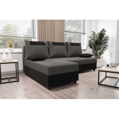 Ecksofa SANVI – Grau/Schwarz