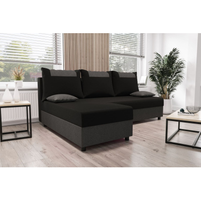 Ecksofa SANVI – Schwarz/Grau