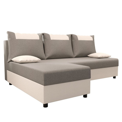 Ecksofa SANVI – Hellgrau/Beige