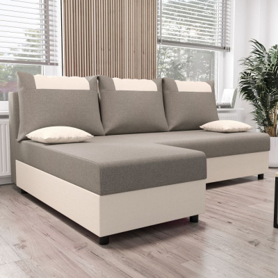 Ecksofa SANVI – Hellgrau/Beige