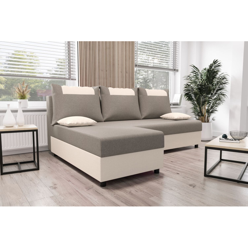 Ecksofa SANVI – Hellgrau/Beige