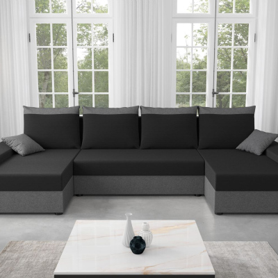 Praktische U-Form Couchgarnitur PARI – grau/schwarz