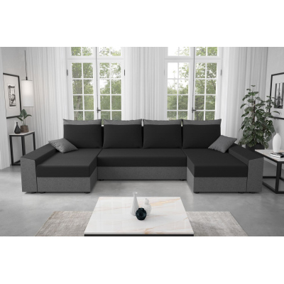 Praktische U-Form Couchgarnitur PARI – grau/schwarz