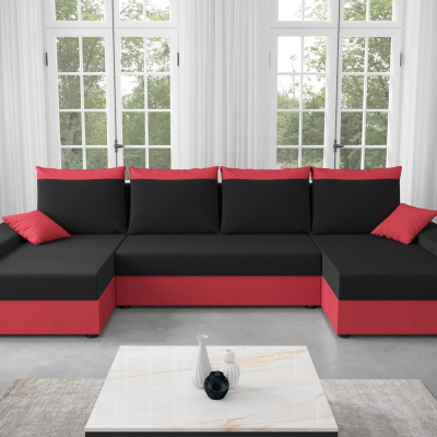 Praktische U-Form Couchgarnitur PARI – rot/schwarz