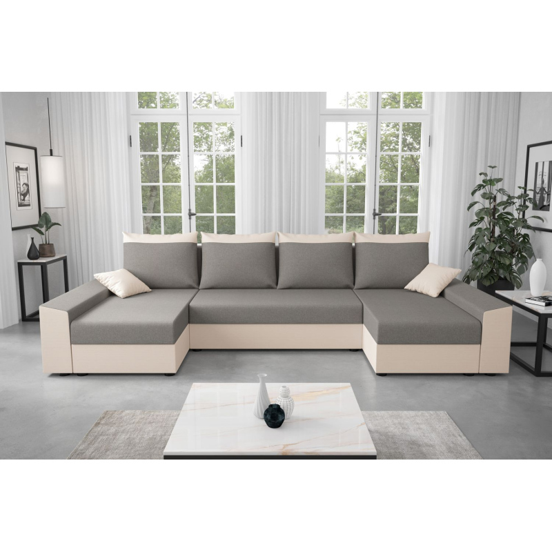 Praktische U-Form Couchgarnitur PARI – beige/hellgrau