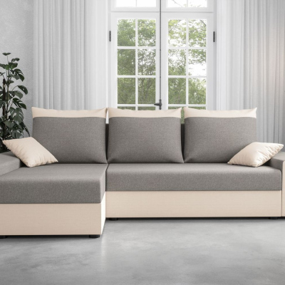 Ecksofa PARI – Beige/Hellgrau