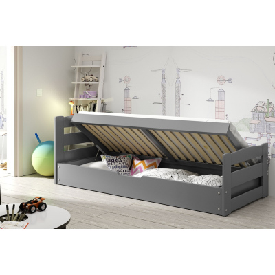 Kinderbett mit Stauraum und Matratze 90x200 LYDIE – Graphit