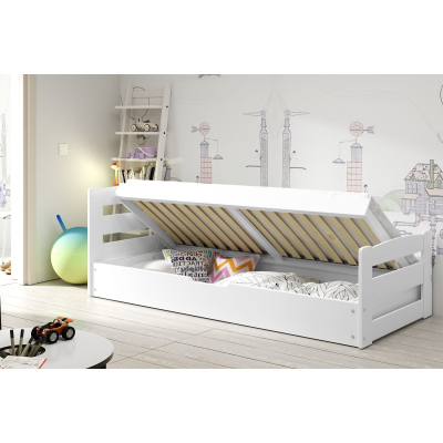 Kinderbett mit Stauraum und Matratze 90x200 LYDIE – Weiß