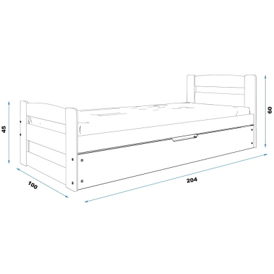 Kinderbett mit Stauraum und Matratze 90x200 LYDIE – Graphit