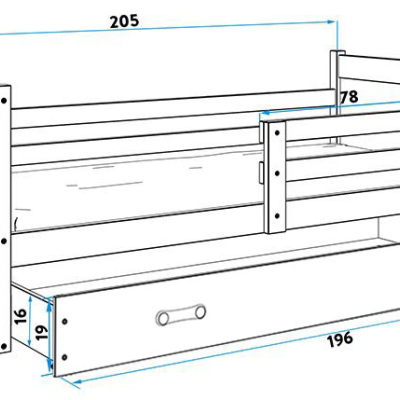 Kinderbett mit Stauraum mit Matratze 90x200 FERGUS – Kiefer / Weiß